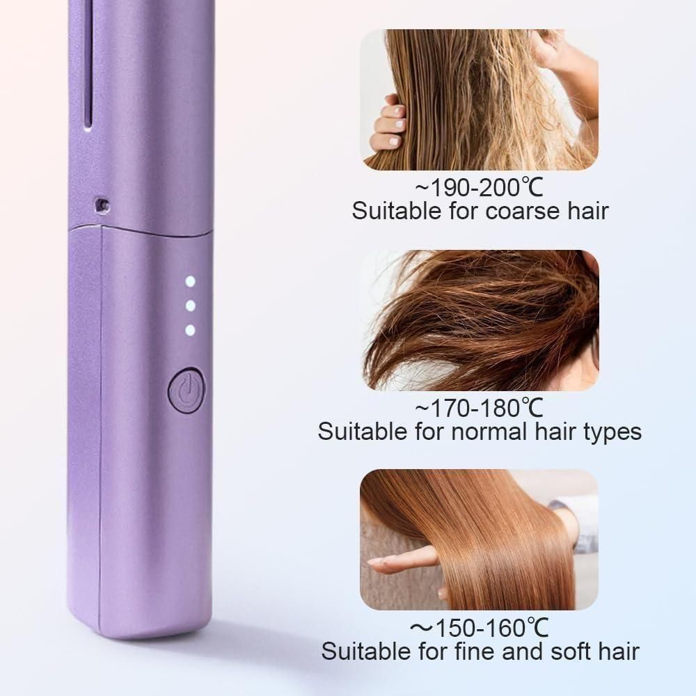 Meneflix Portable Mini Hair Straightener – Cordless Rechargeable Hot Comb
