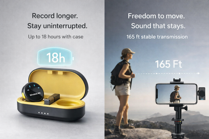 TX Wireless Lavalier Microphone with Charging Case – Dual Mic, 48kHz Audio