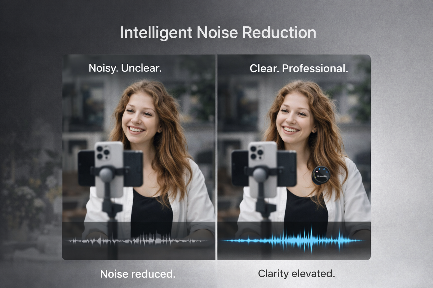 TX Wireless Lavalier Microphone with Charging Case – Dual Mic, 48kHz Audio