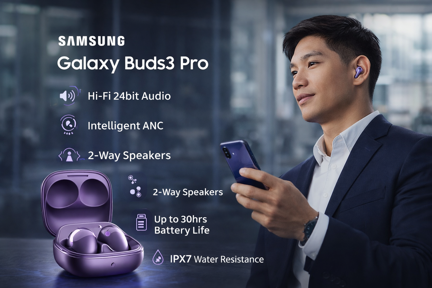 Samsung Galaxy Buds 3 Pro – True Wireless Earbuds with ANC