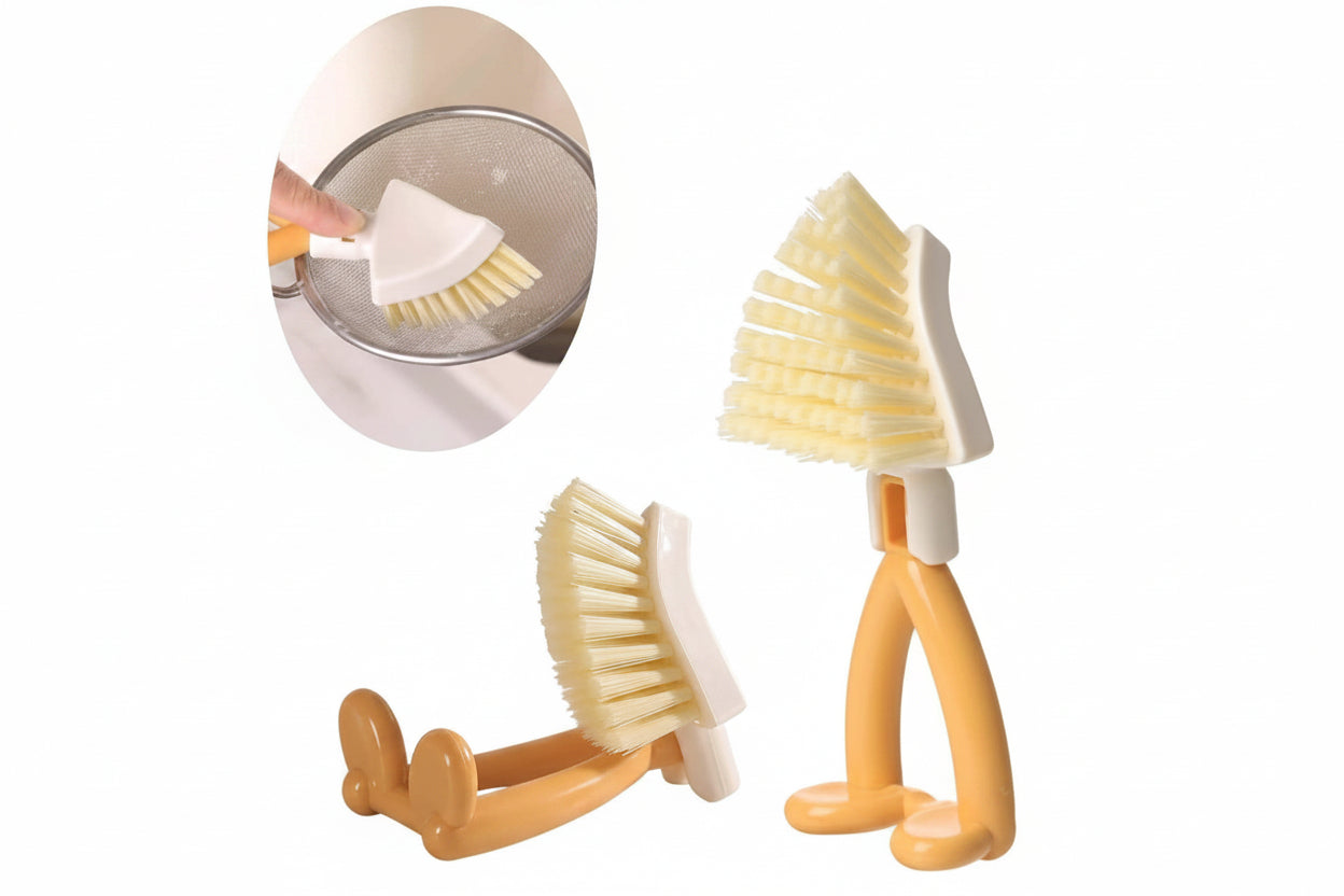 Foldable Triangular Gap Cleaning Brush with Soap Holder (Pack of 2)