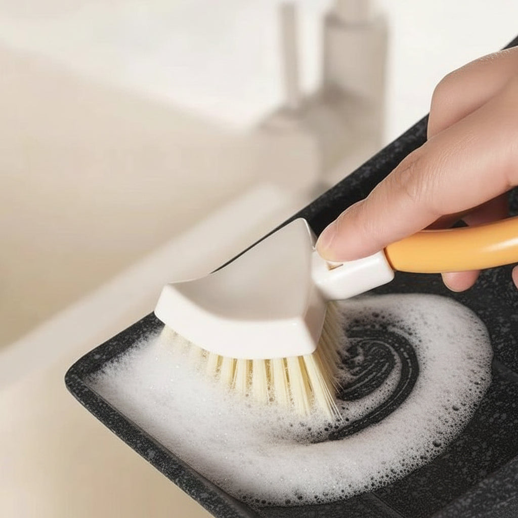 Foldable Triangular Gap Cleaning Brush with Soap Holder (Pack of 2)